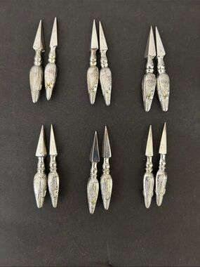 Set of 6 Silver Corn On The Cob Holders - Decorative Serving Utensils